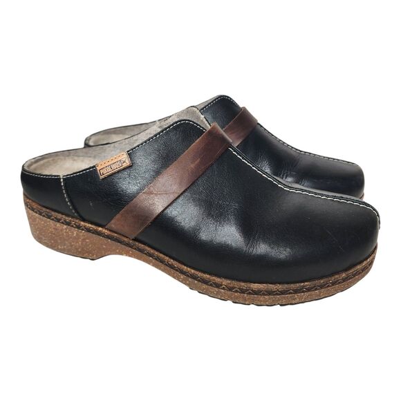 PIKOLINOS Shoes - Pikolinos Granada Leather Clogs Slip On Black Size 40 US 9.5 Made In Spain